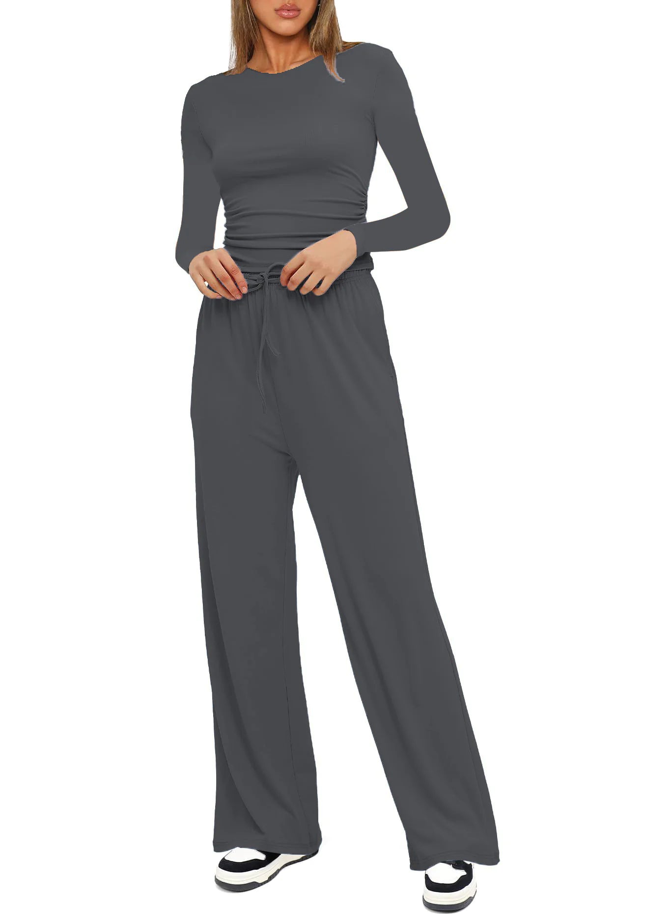 High Waist Wide Leg Pants Suit