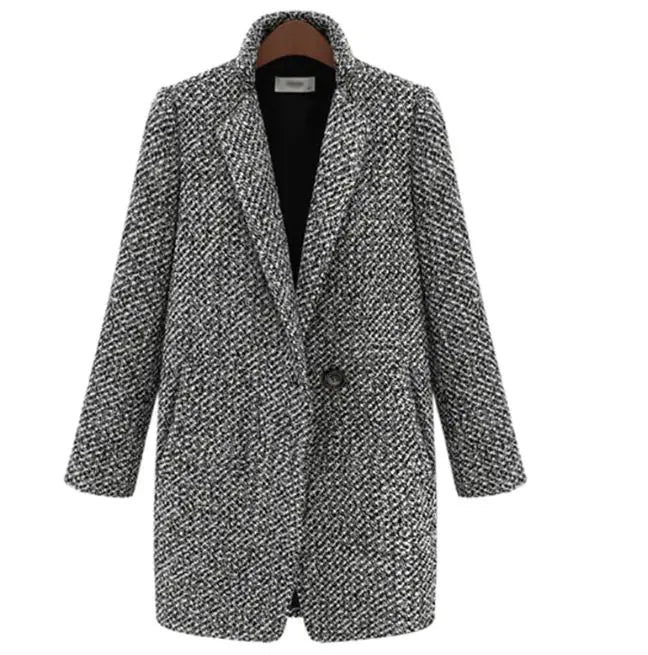 Woolen Slim Long Sleeve Coat For Women